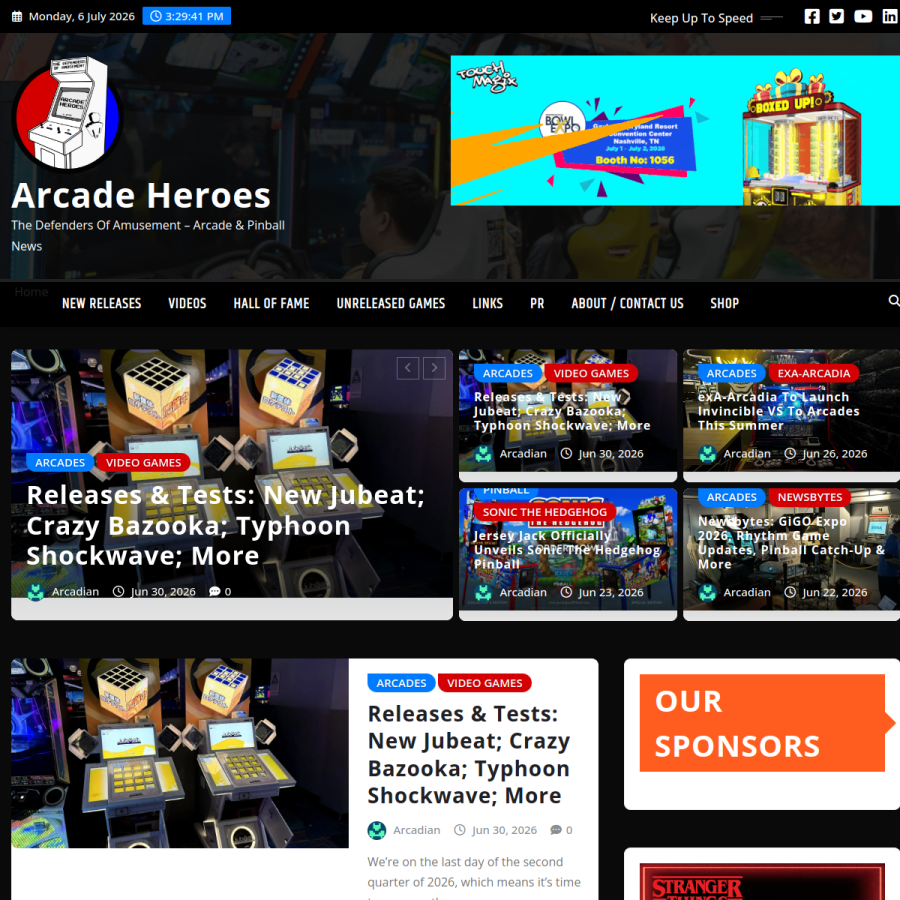 arcadeheroes.com homepage screenshot