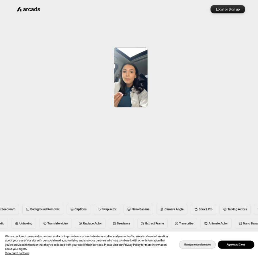 arcads.ai homepage screenshot