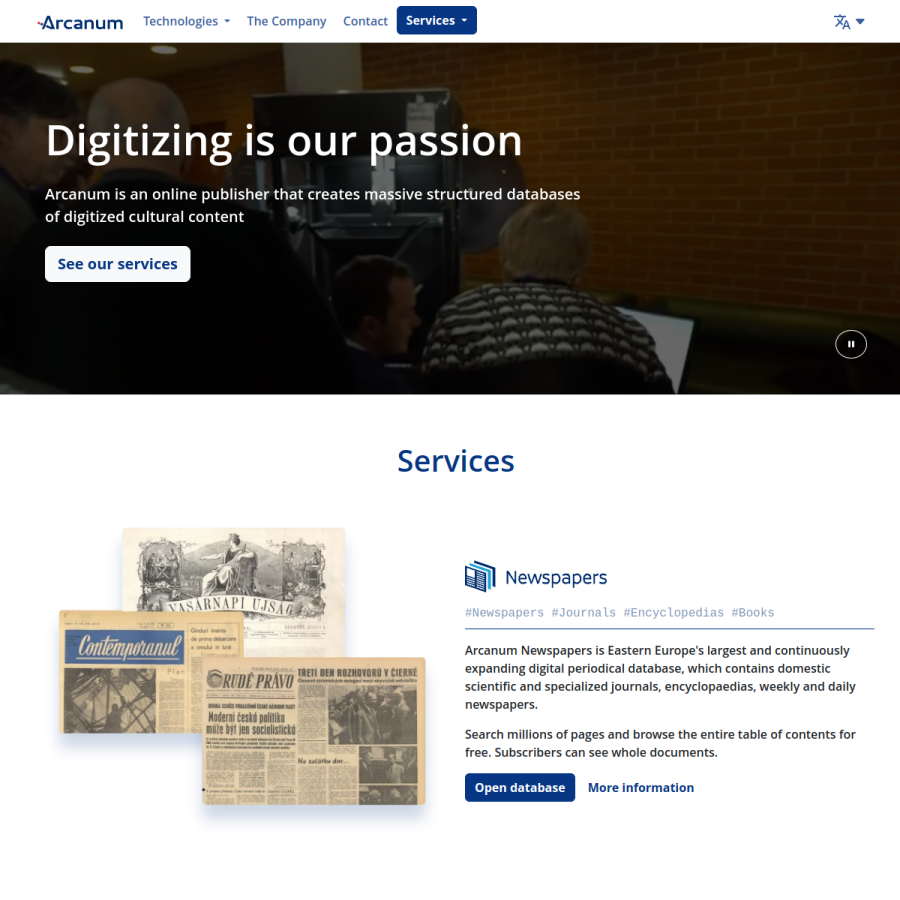 arcanum.com homepage screenshot