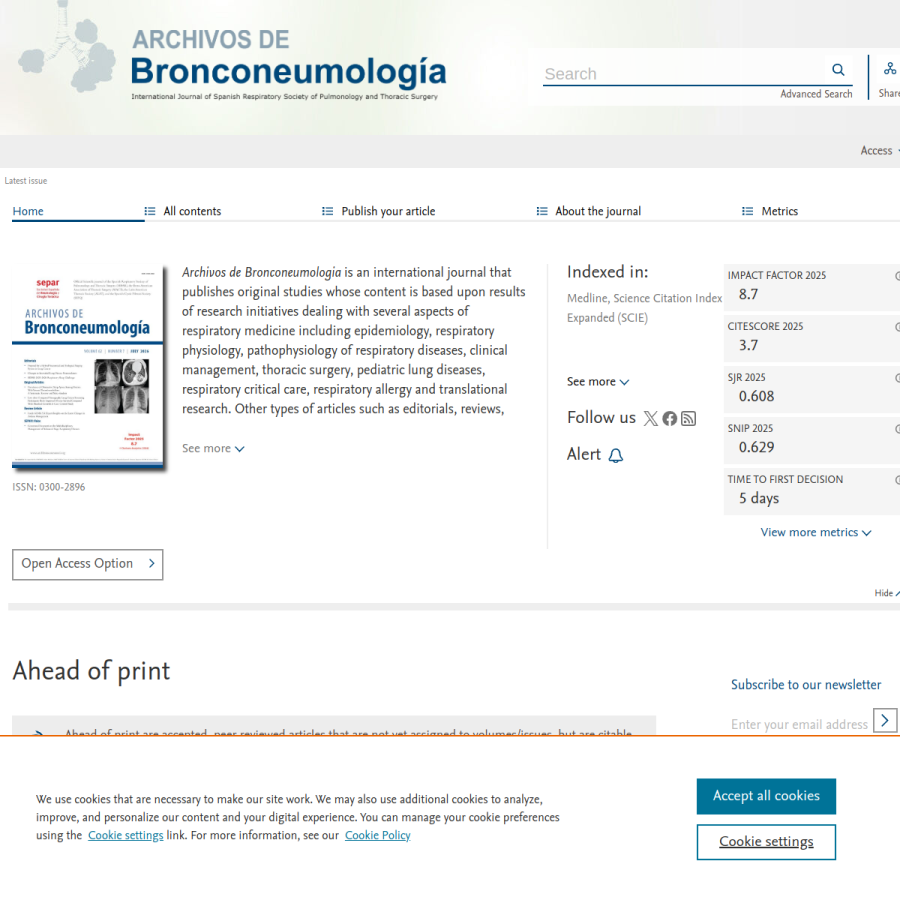 archbronconeumol.org homepage screenshot