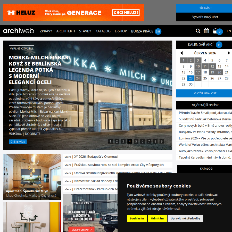 archiweb.cz homepage screenshot