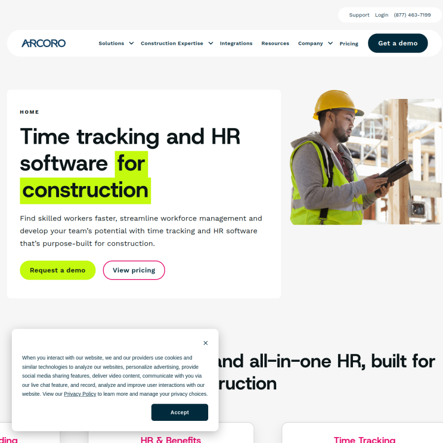 arcoro.com homepage screenshot