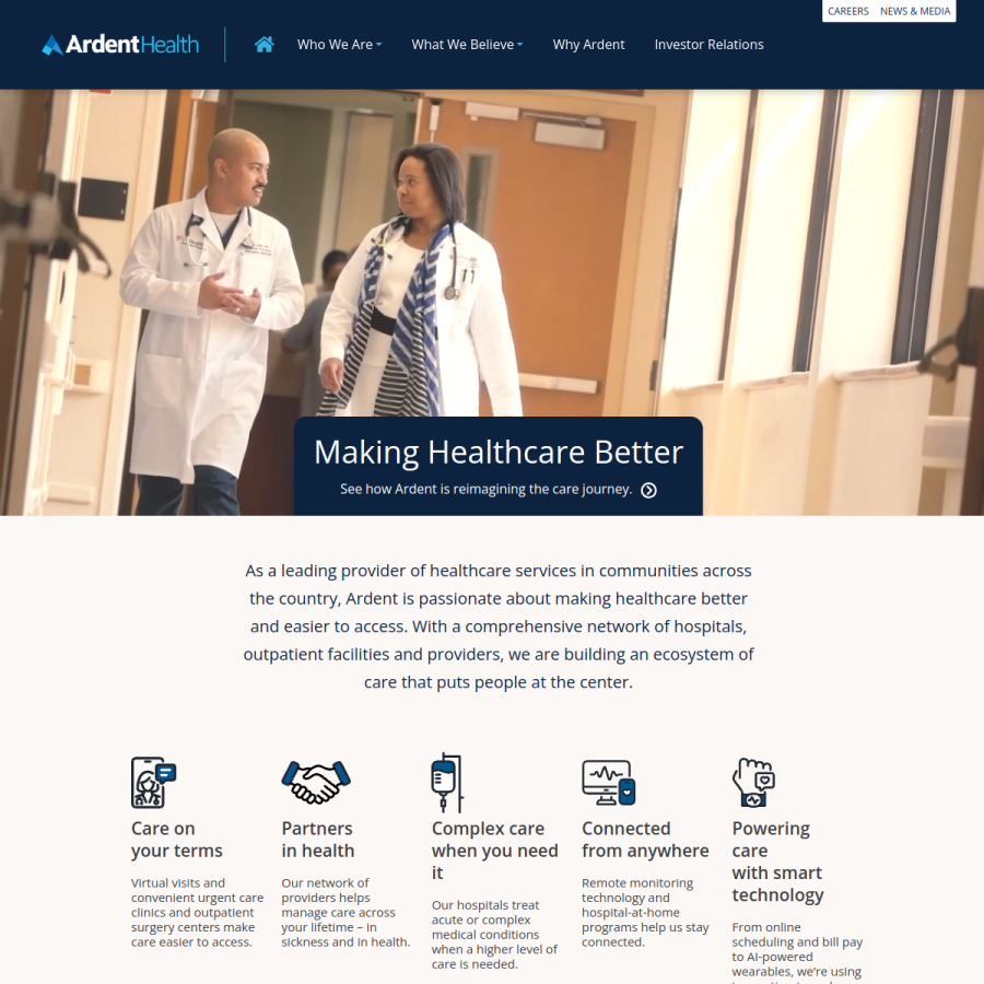 ardenthealth.com homepage screenshot