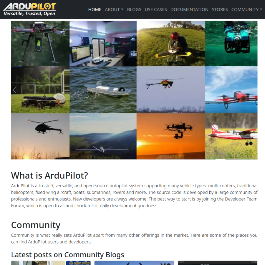 ardupilot.org homepage screenshot