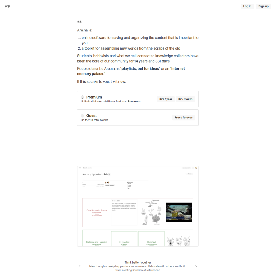 are.na homepage screenshot