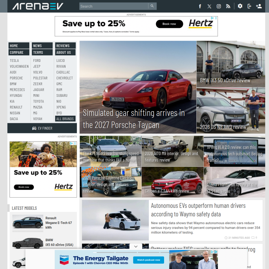 arenaev.com homepage screenshot