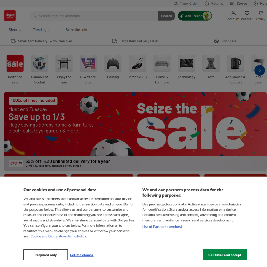 argos.co.uk homepage screenshot