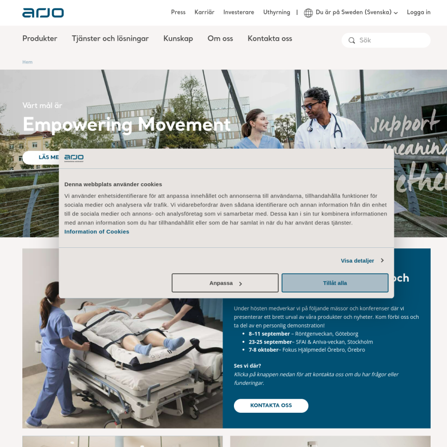 arjo.com homepage screenshot
