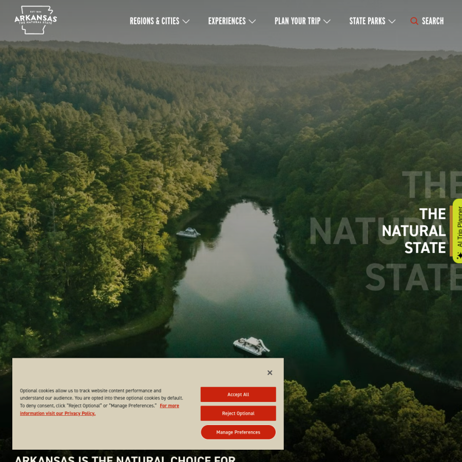 arkansas.com homepage screenshot