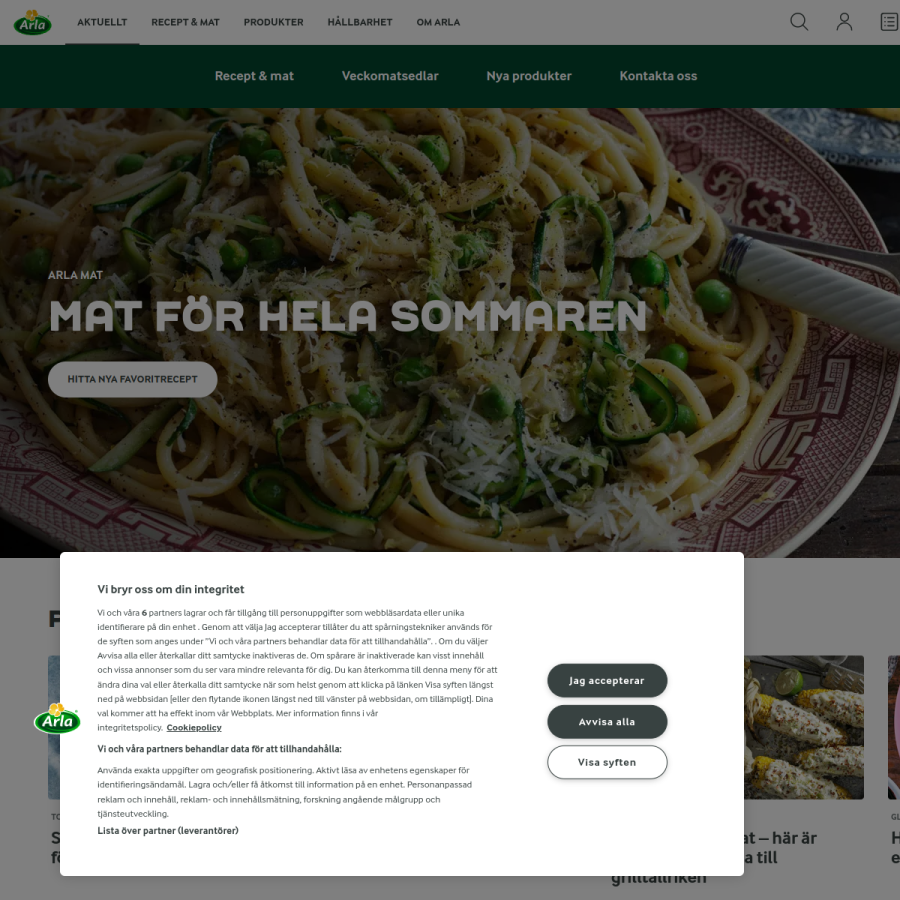 arla.se homepage screenshot
