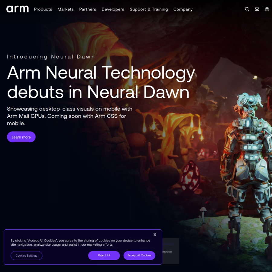 arm.com homepage screenshot
