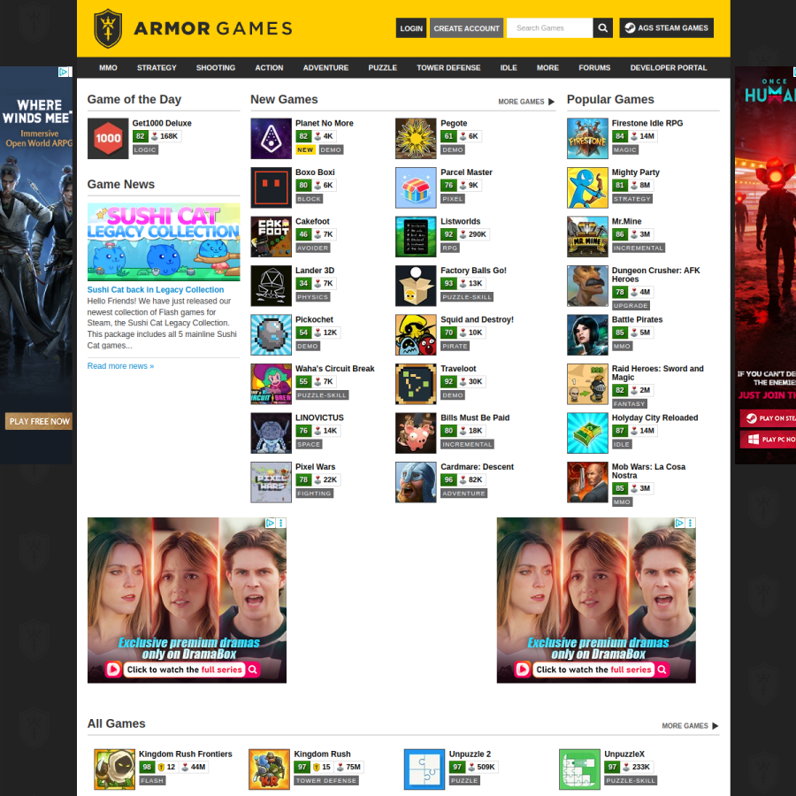 armorgames.com homepage screenshot