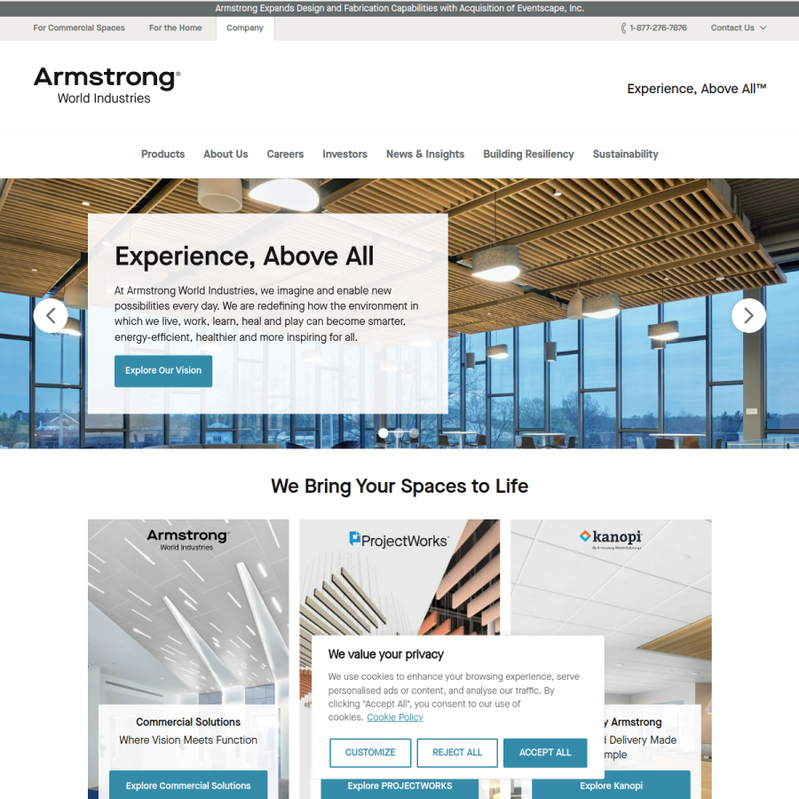 armstrongceilings.com homepage screenshot