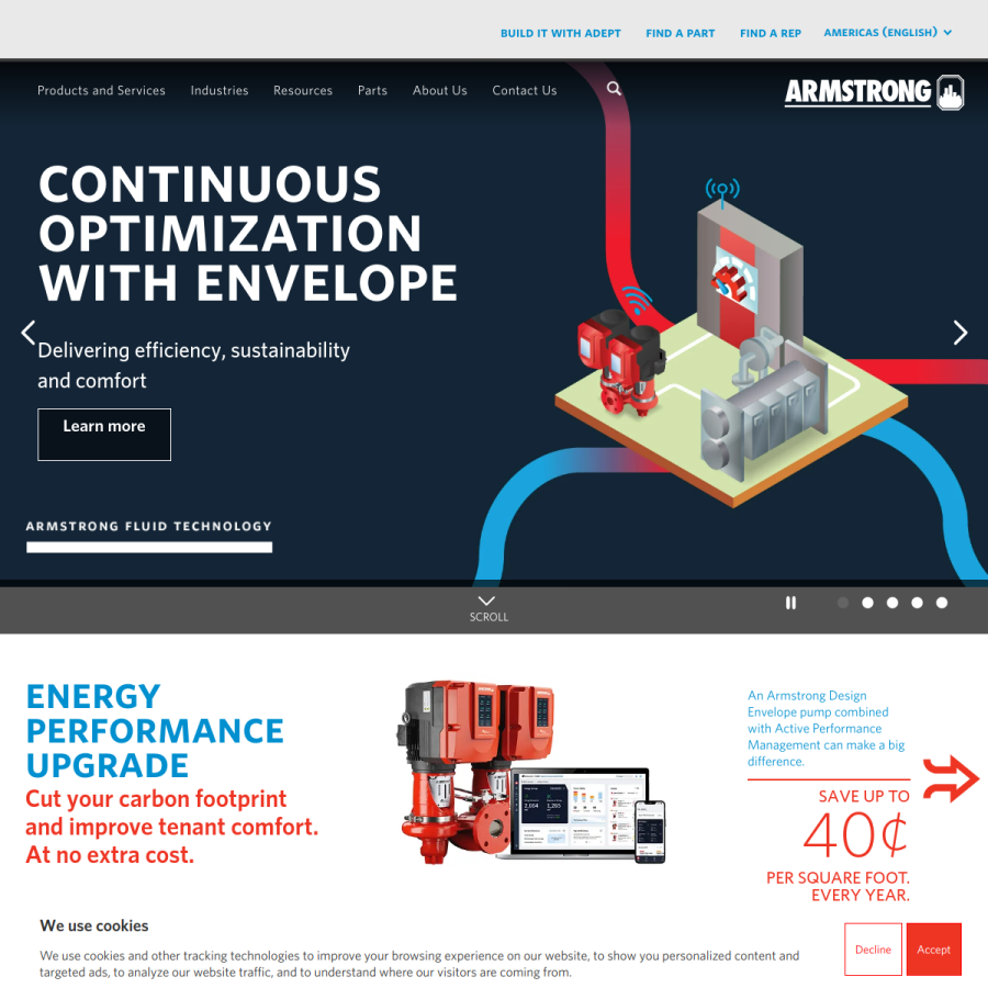 armstrongfluidtechnology.com homepage screenshot