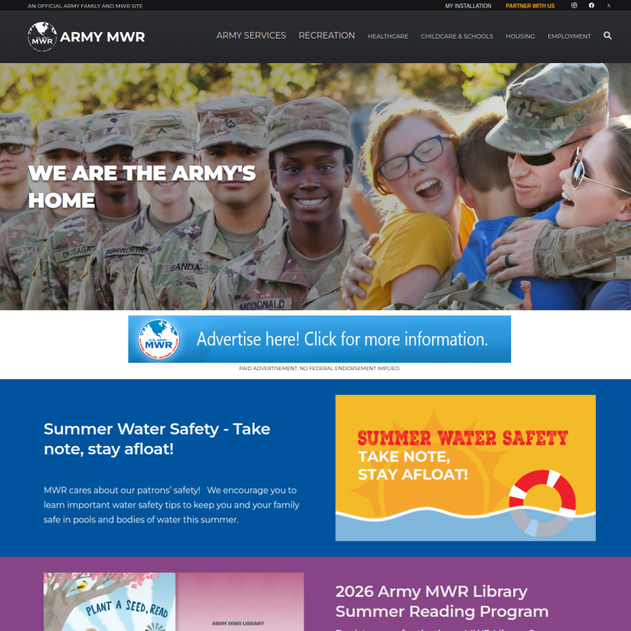 armymwr.com homepage screenshot