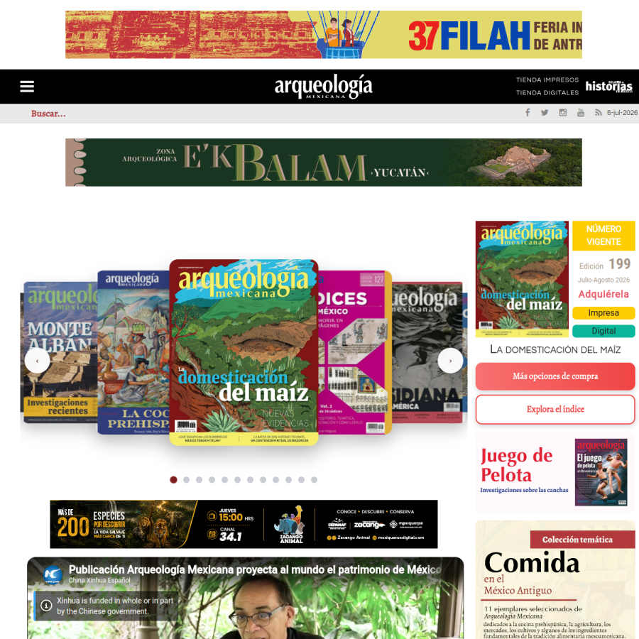 arqueologiamexicana.mx homepage screenshot