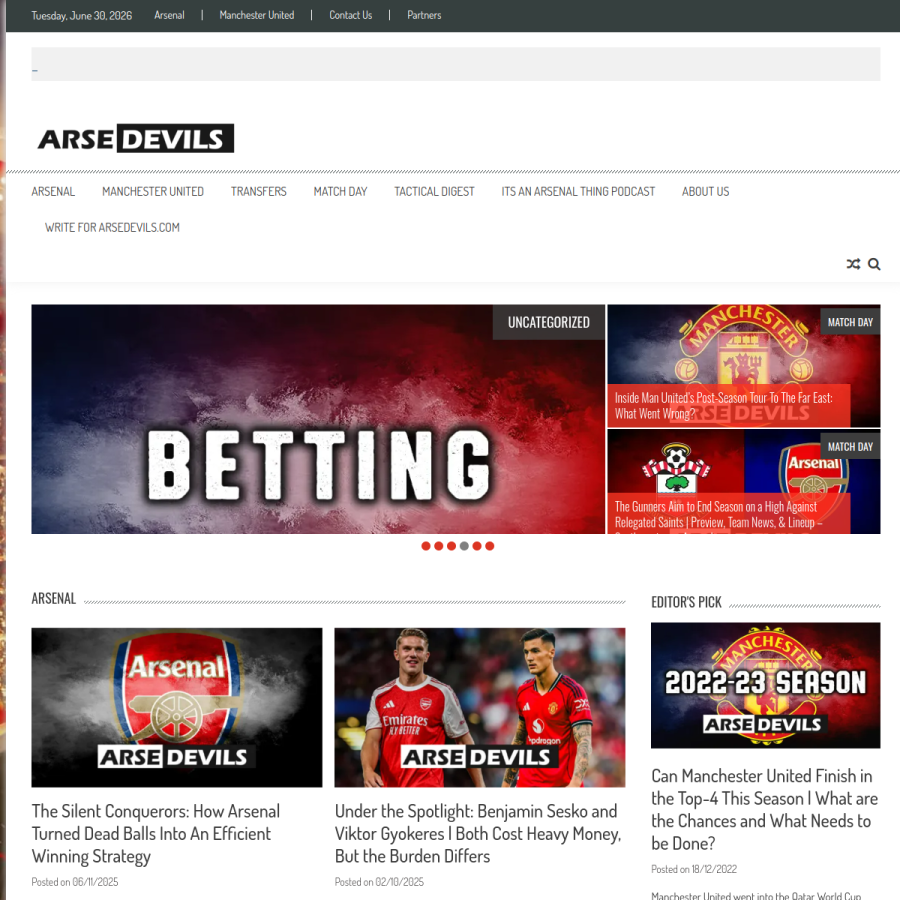 arsedevils.com homepage screenshot