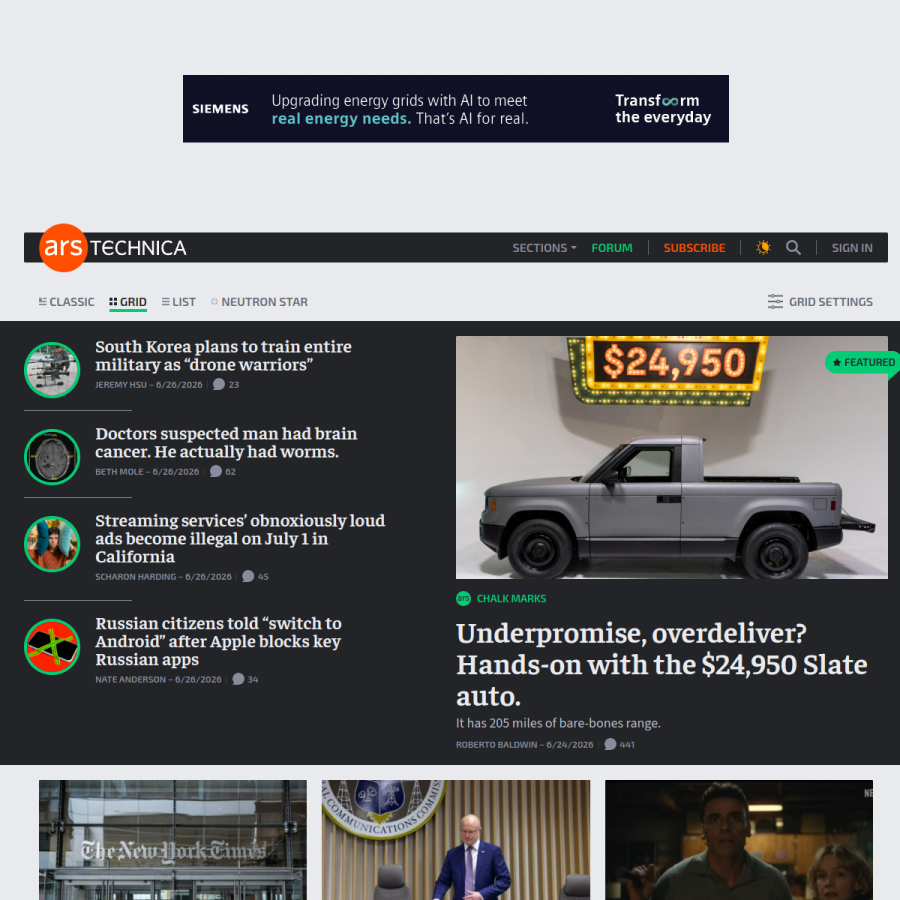 arstechnica.com homepage screenshot