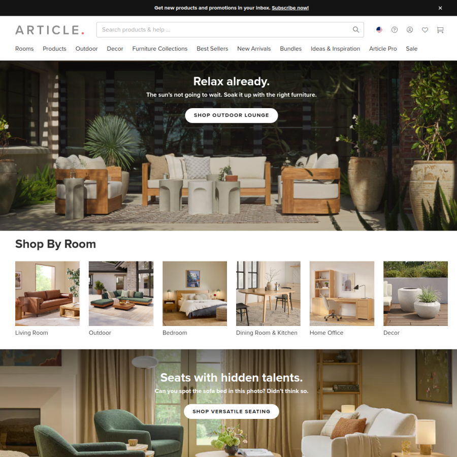 article.com homepage screenshot