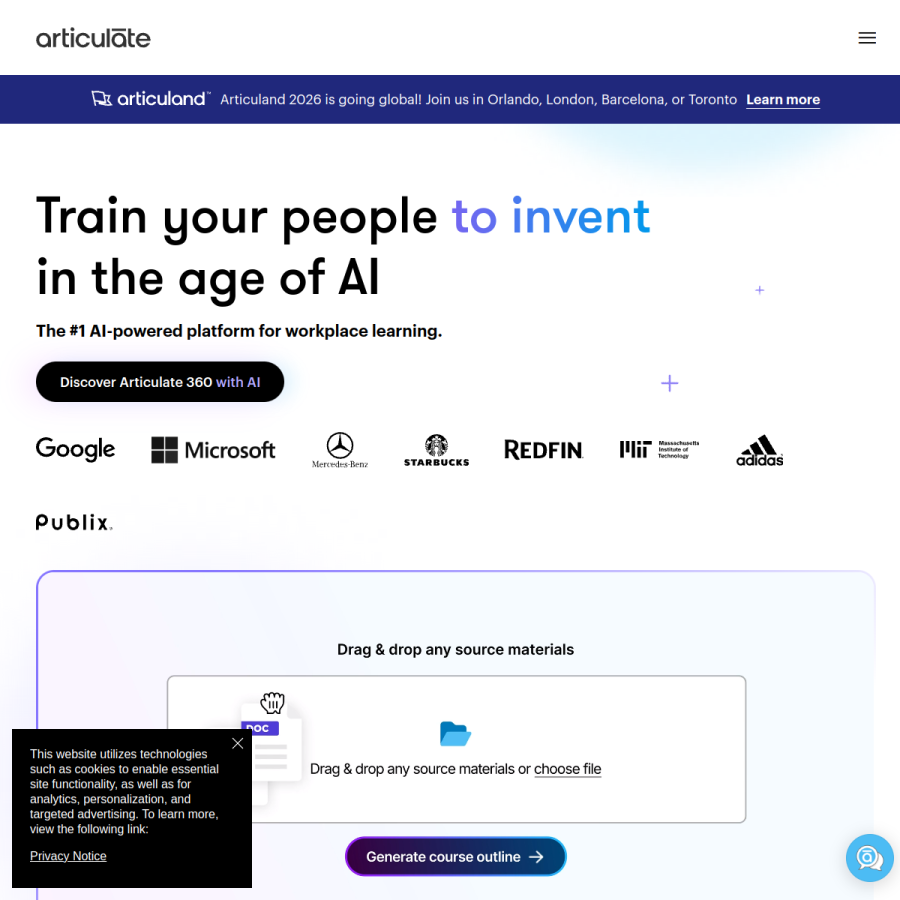 articulate.com homepage screenshot