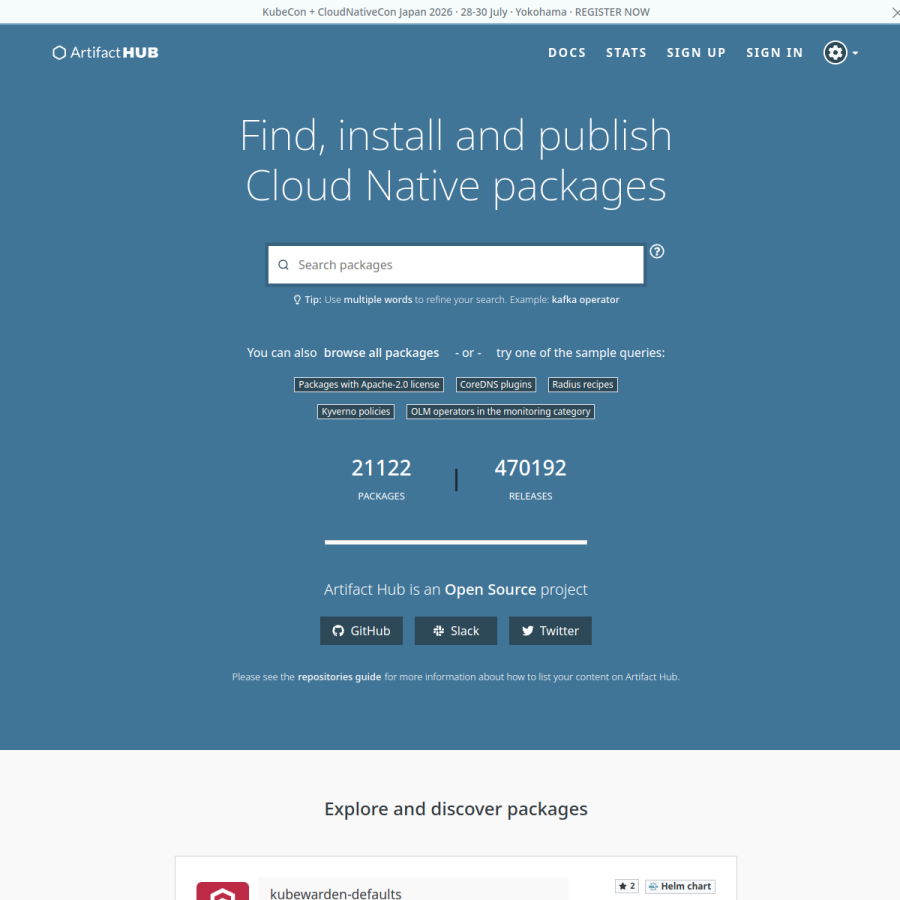 artifacthub.io homepage screenshot