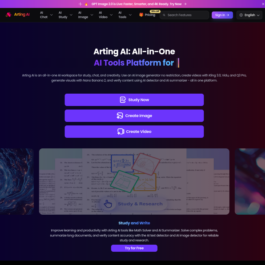 arting.ai homepage screenshot