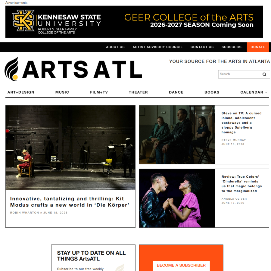 artsatl.org homepage screenshot