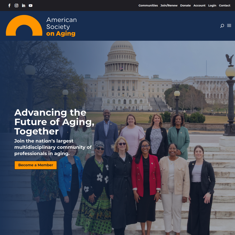 asaging.org homepage screenshot