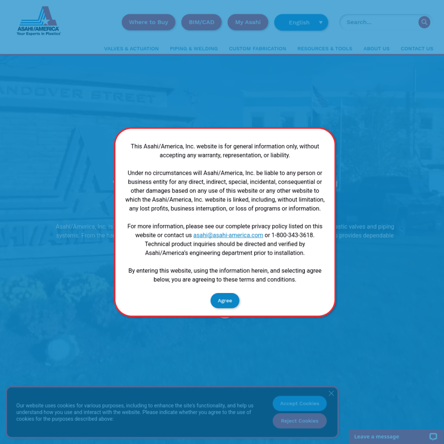 asahi-america.com homepage screenshot