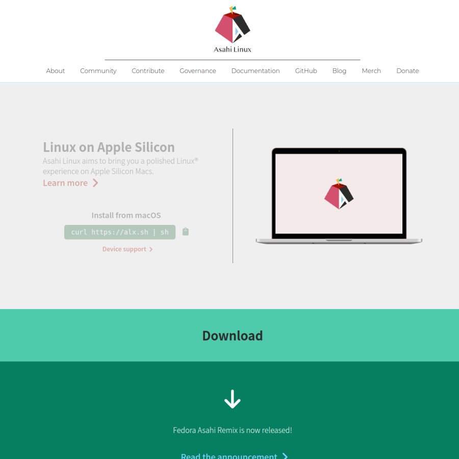 asahilinux.org homepage screenshot