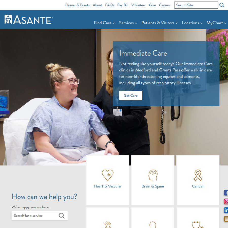 asante.org homepage screenshot