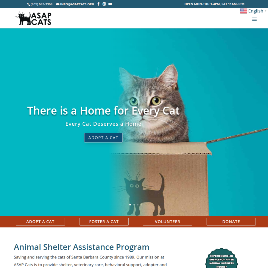 asapcats.org homepage screenshot