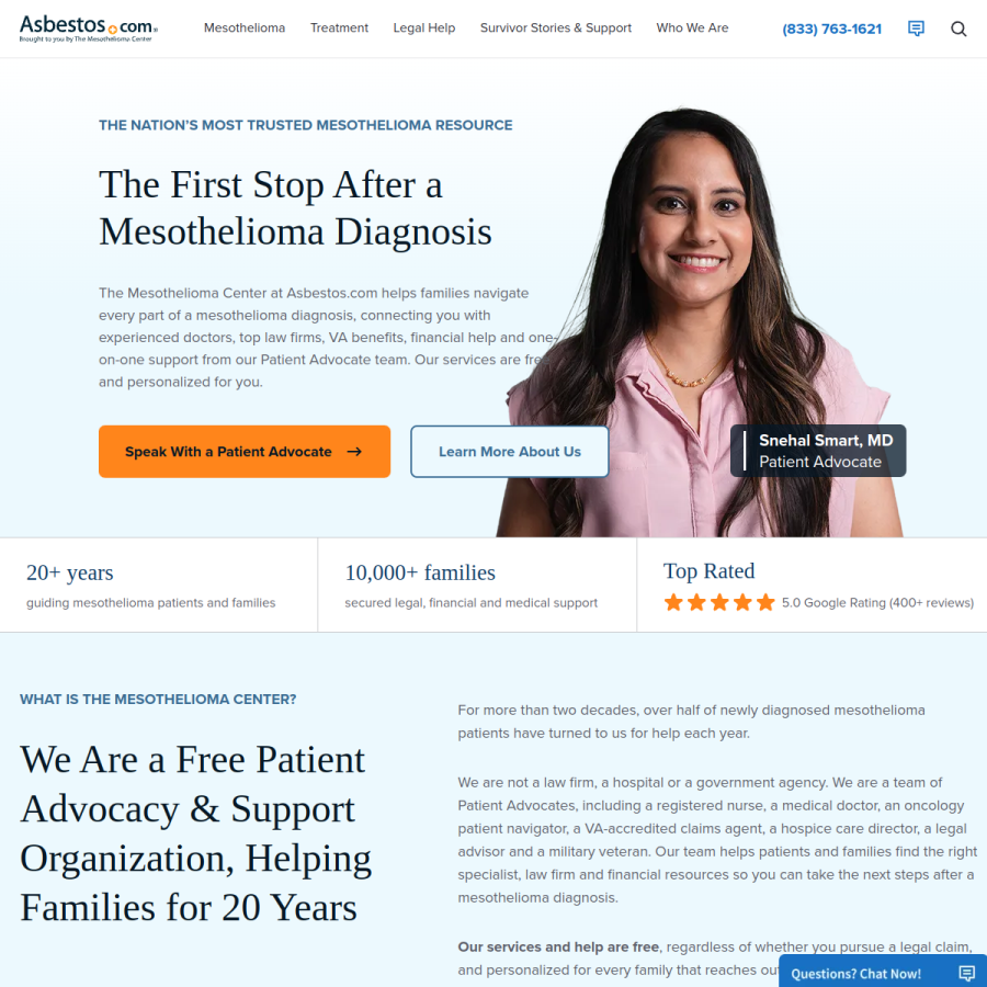 asbestos.com homepage screenshot