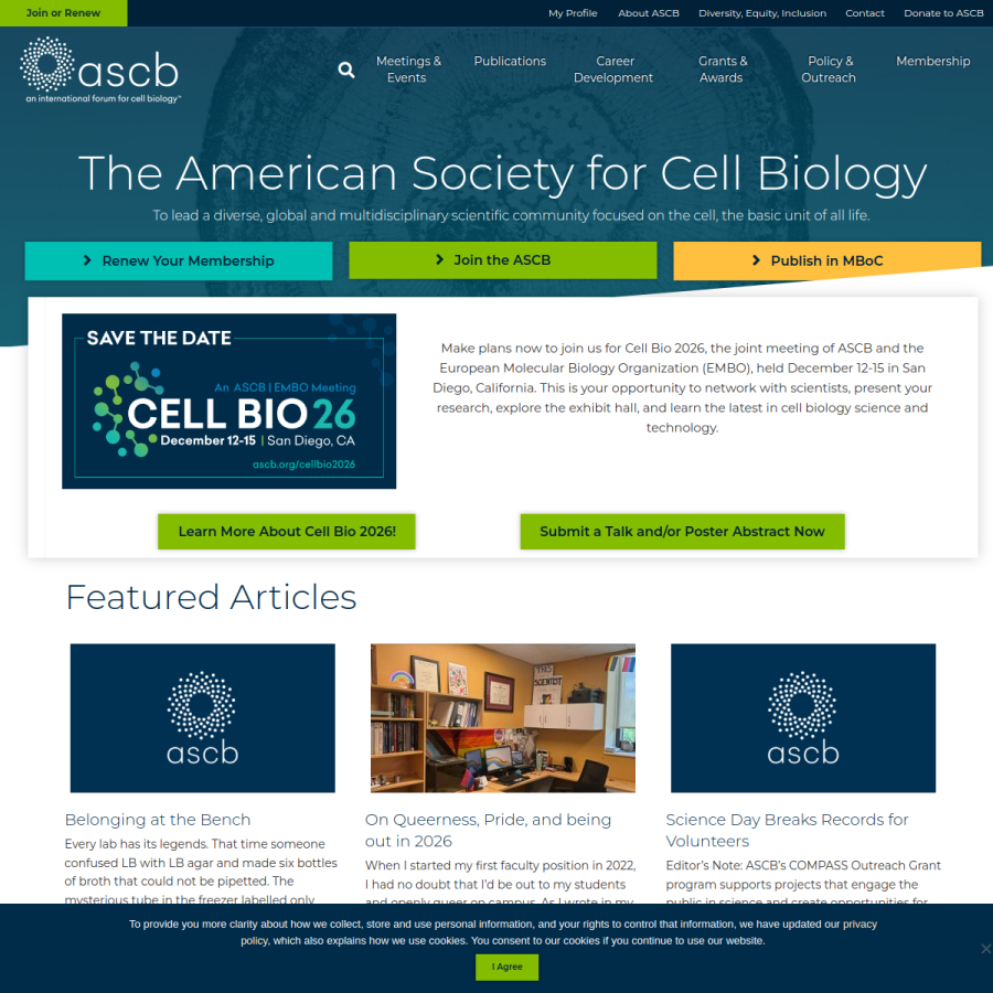 ascb.org homepage screenshot