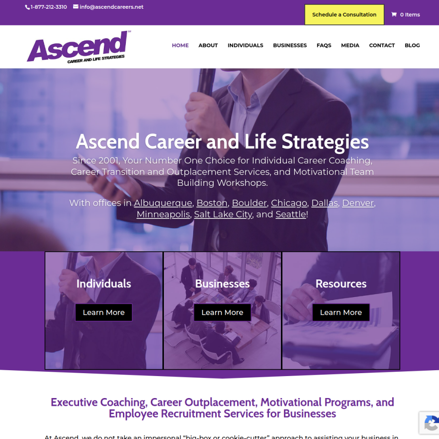 ascendcareers.net homepage screenshot