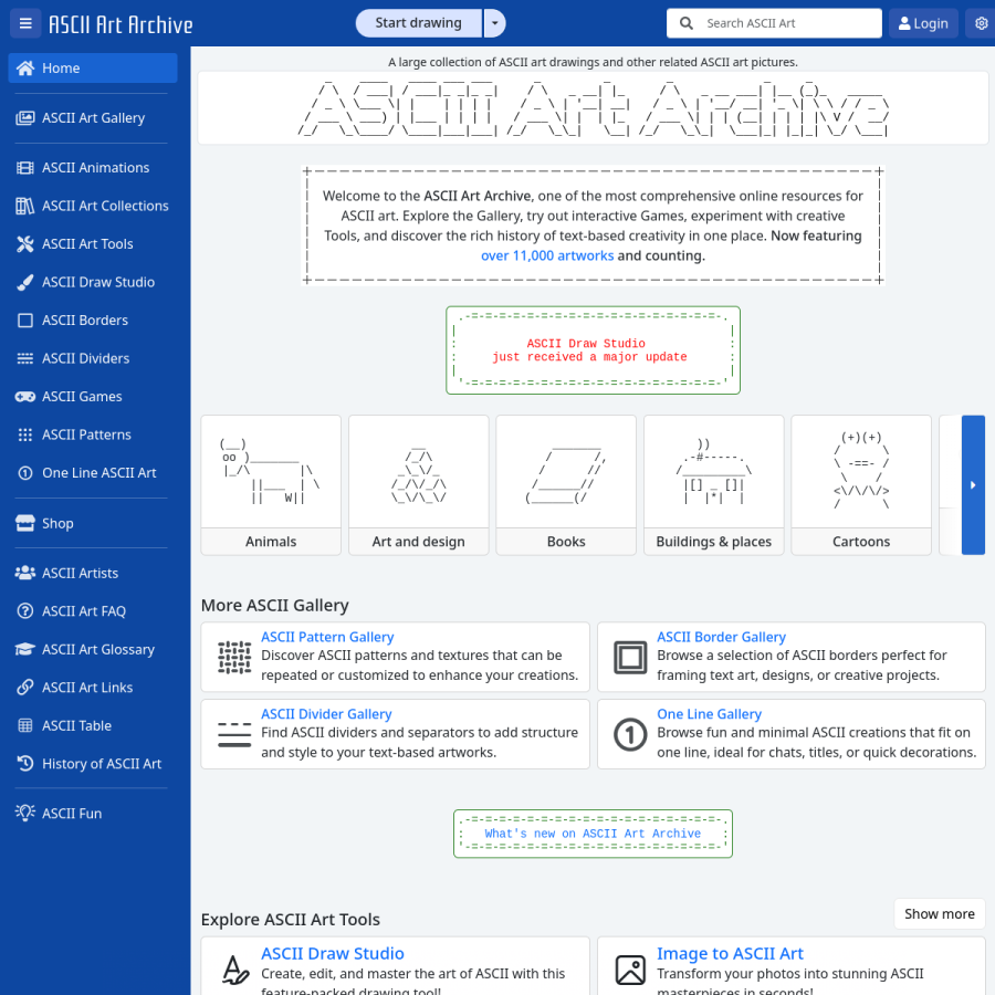 asciiart.eu homepage screenshot