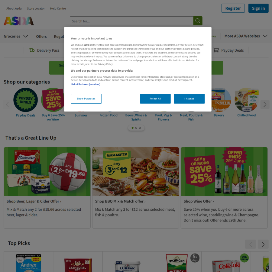 asda.com homepage screenshot