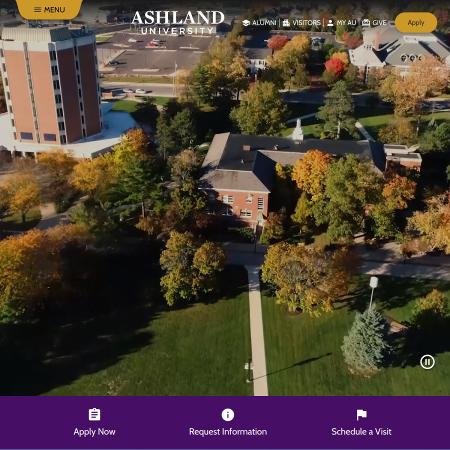 ashland.edu homepage screenshot