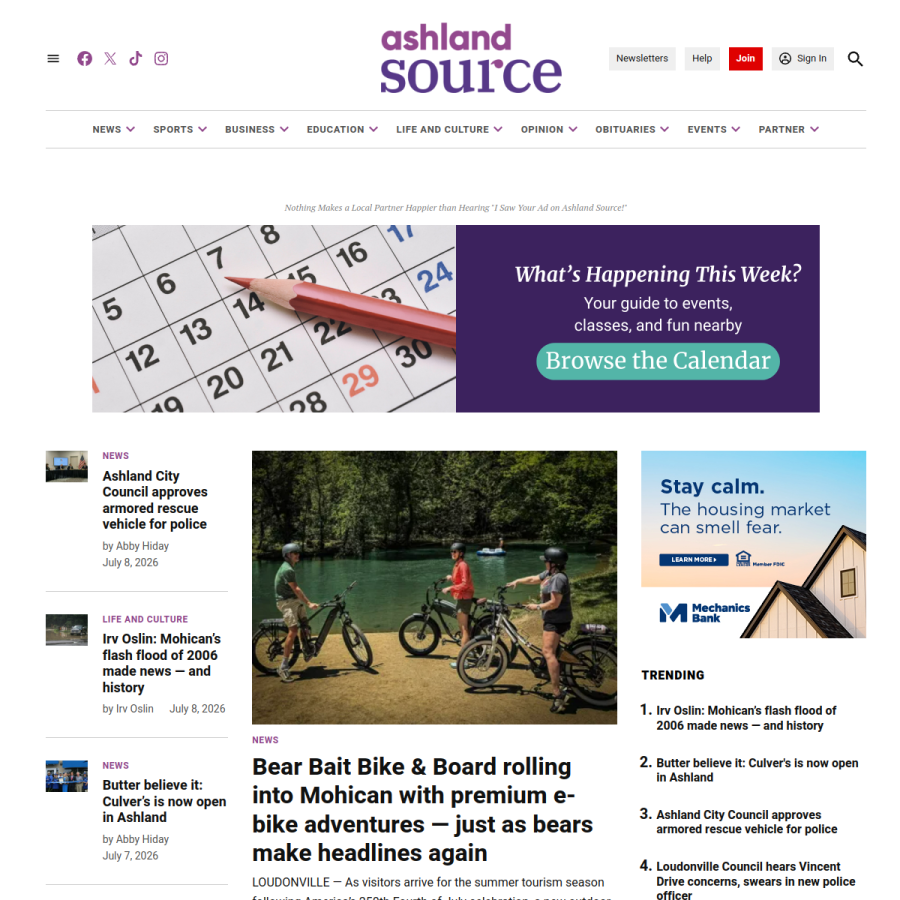 ashlandsource.com homepage screenshot