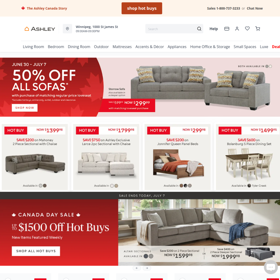 ashleyhomestore.ca homepage screenshot