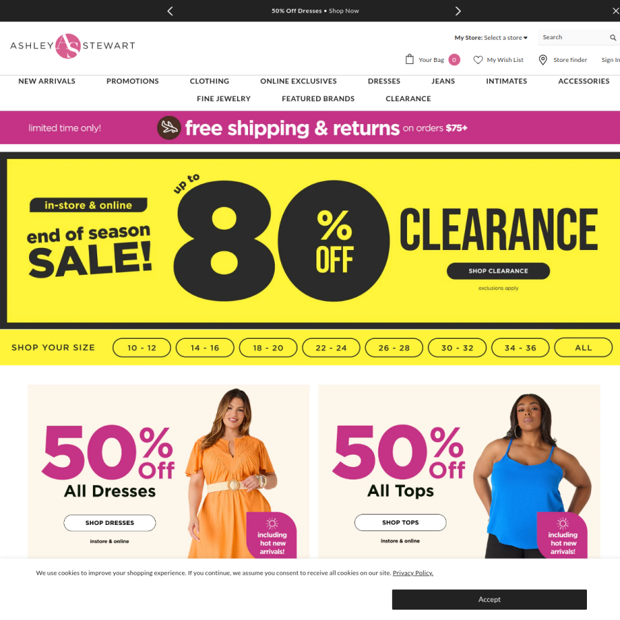 ashleystewart.com homepage screenshot