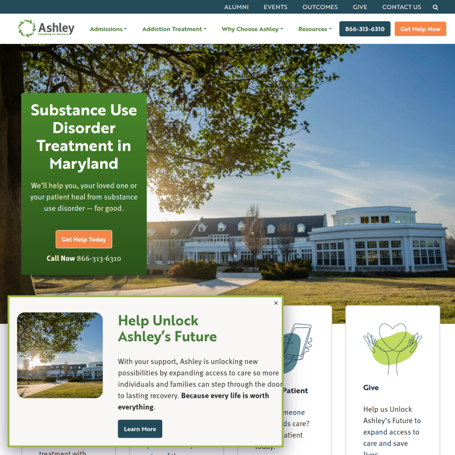 ashleytreatment.org homepage screenshot