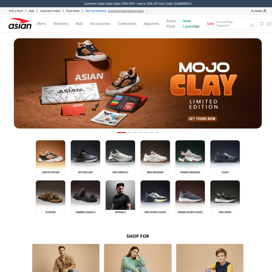 asianfootwears.com homepage screenshot