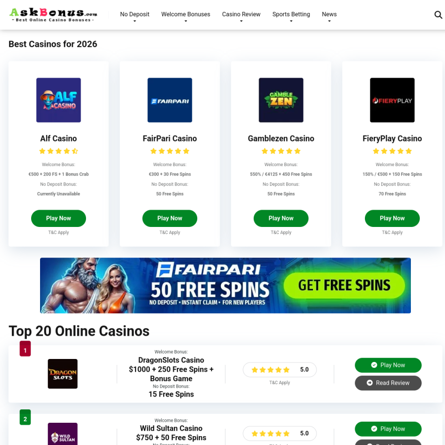 askbonus.com homepage screenshot