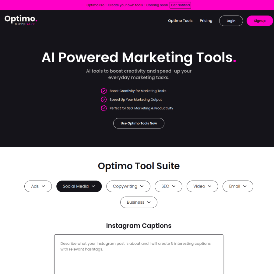 askoptimo.com homepage screenshot
