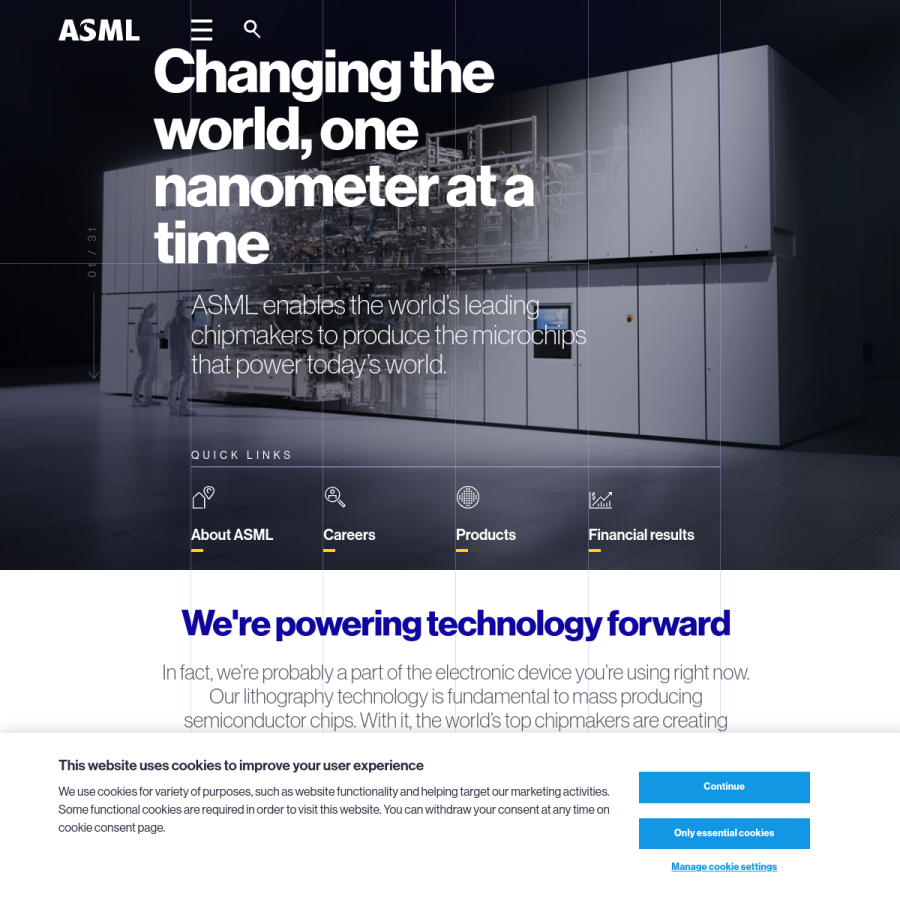asml.com homepage screenshot