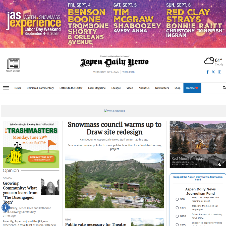 aspendailynews.com homepage screenshot
