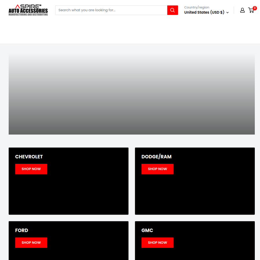 aspireautoaccessories.com homepage screenshot