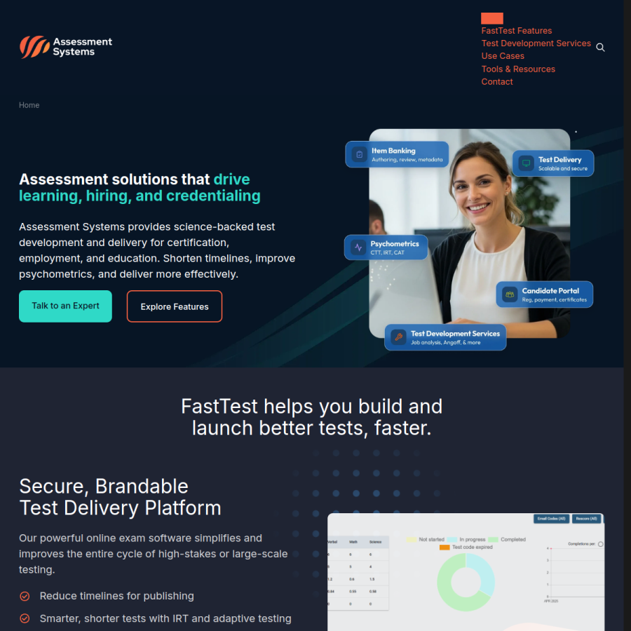 assess.com homepage screenshot