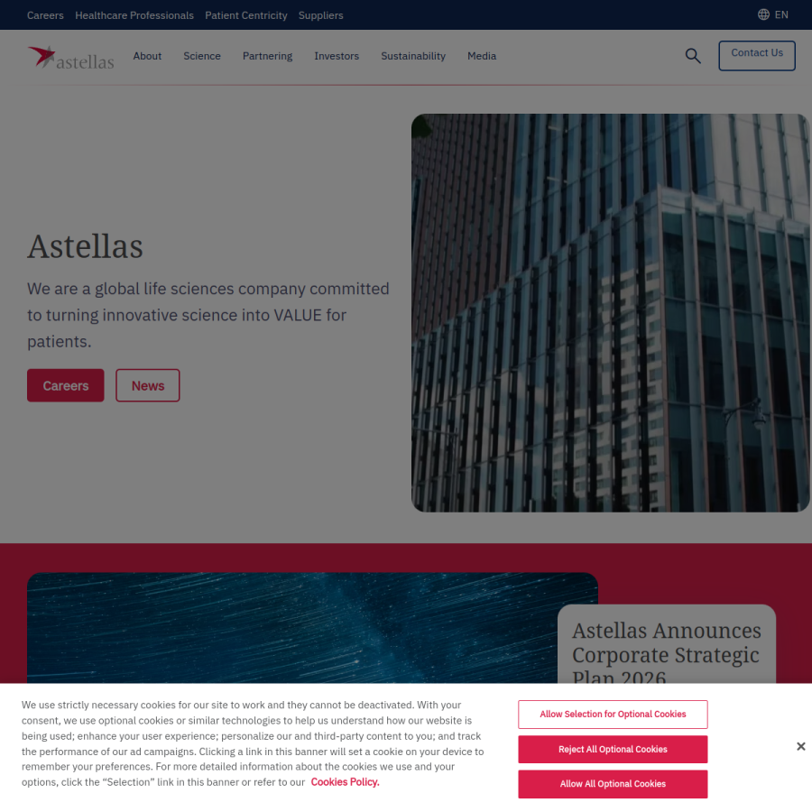 astellas.com homepage screenshot
